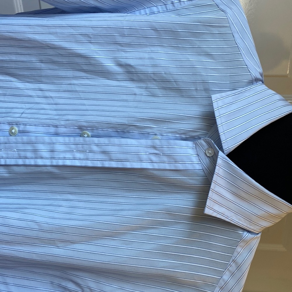 Ascot Chang mens shirt used & monogrammed w/MD initials.soft Sweden cotton
